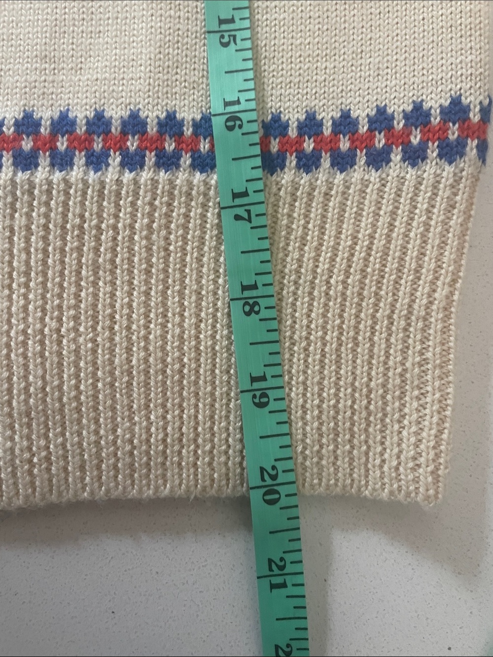 Hunter Bell Jackie Fair Isle Wool Blend Crewneck Sweater Cream Puff Shoulder XS - Picture 13 of 13